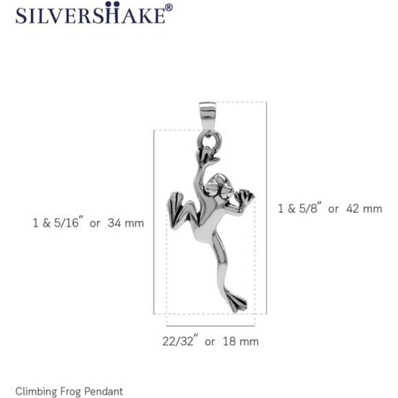 Sterling Silver Leaping Climbing Frog Pendant Charm for Necklace Metal - Picture 2 of 6